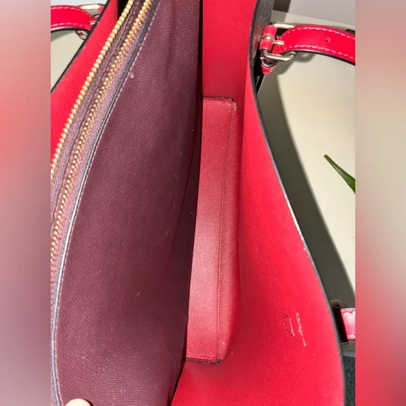 Coach Signature Brown Tote with Red Straps - Picture 6 of 6